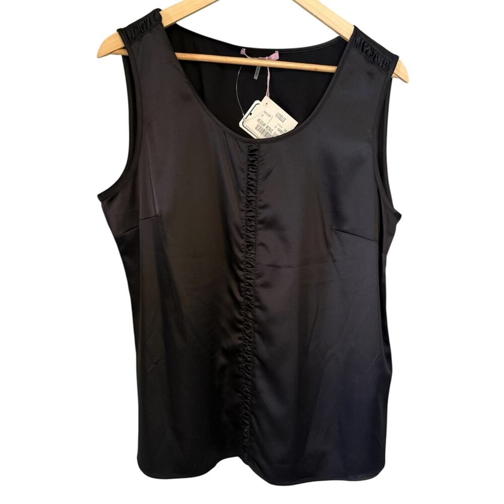 Basler Germany Black Satin Polyester ruffle Tank Top Size 14